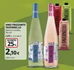 Ipercoop Vino frizzante tavernello bianco o rosato offerta