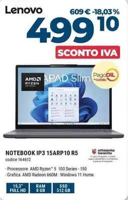 Sinergy Lenovo NOTEBOOK IP3 15ARP10 R5 offerta