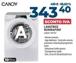 Sinergy CANDY LAVATRICE RO49RAPIDO' offerta