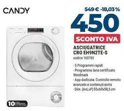 Sinergy CANDY ASCIUGATRICE CRO EH9N2TE-S offerta
