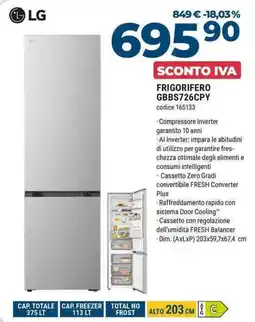 Sinergy FRIGORIFERO GBBS726CPY offerta