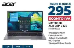 Sinergy Acer NOTEBOOK AL15-32P-C425 offerta