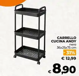 Ipercoop Radenza CARRELLO CUCINA ANDY nero offerta