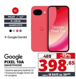 Comet Google Pixel 10A Smartphone offerta
