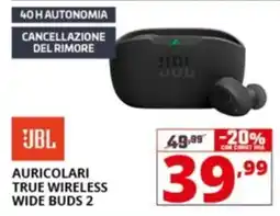 Comet JBL AURICOLARI TRUE WIRELESS WIDE BUDS 2 offerta