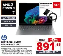 Comet hp OMNIBOOK 5 NEXT GEN 16-BP0002NLX offerta