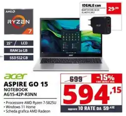 Comet acer ASPIRE GO 15 NOTEBOOK offerta