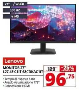Comet Lenovo MONITOR 27" L27-4E C1IT 68CDKAC1IT offerta