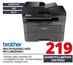 Comet brother MULTIFUNZIONE LASER MFCL2800DWRE1 offerta