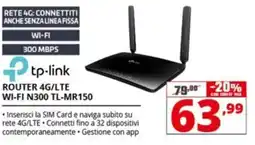 Comet tp-link ROUTER 4G/LTE WI-FI N300 TL-MR150 offerta