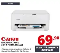 Comet Canon MULTIFUNZIONE 3 IN 1 PIXMA TS6550I offerta