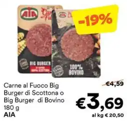 Unes Carne al Fuoco Big Burger di Scottona o Big Burger di Bovino AIA offerta