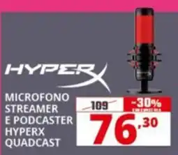 Comet Microfono Streamer e Podcaster HyperX Quadcast offerta