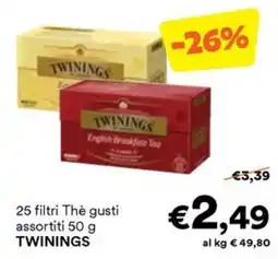 Unes 25 filtri Thè gusti assortiti 50 g TWININGS offerta