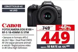 Comet Canon FOTOCAMERA EOS R100 + RF-S 18-45MM IS STM offerta