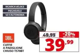 Comet JBL CUFFIE A PADIGLIONE CHIUSO T570BT offerta