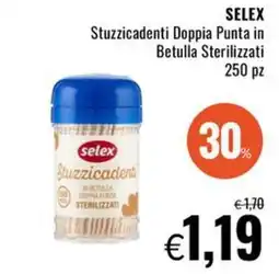Famila SELEX Stuzzicadenti Doppia Punta in Betulla Sterilizzati offerta