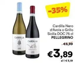 Unes Cardilla Nero d'Avola o Grillo Sicilia DOC PELLEGRINO offerta