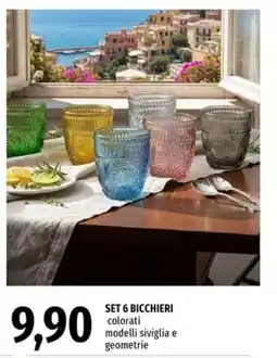 Famila SET 6 BICCHIERI colorati modelli siviglia e geometrie offerta