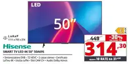 Comet Hisense SMART TV LED 4K 50" 50A69S offerta