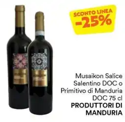 Unes Musaikon Salice Salentino DOC o Primitivo di Manduria DOC PRODUTTORI DI MANDURIA offerta