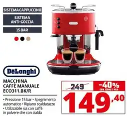 Comet DeLonghi MACCHINA CAFFÈ MANUALE ECO311.BK/R offerta