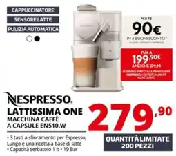 Comet Nespresso Lattissima One Macchina Caffè a Capsule EN510.W offerta