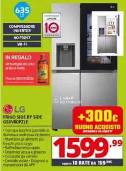 Comet LG FRIGO SIDE BY SIDE GSXV80PZLE offerta