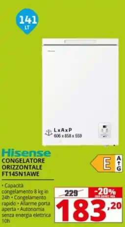 Comet Hisense CONGELATORE ORIZZONTALE FT145N1AWE offerta