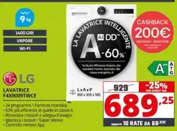 Comet LG LAVATRICE F4X9009TWCE offerta