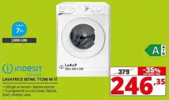 Comet Indesit Lavatrice MTWC 71296 W IT offerta