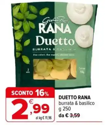 Iperal DUETTO RANA burrata & basilico offerta