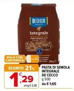 Iperal Pasta di semola integrale De Cecco offerta