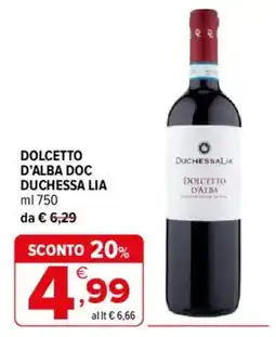 Iperal DOLCETTO D'ALBA DOC DUCHESSA LIA offerta