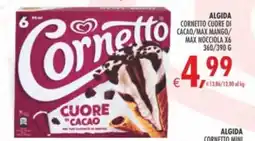 Deco Supermercati Algida cornetto cuore di cacao/max mango/ max nocciola offerta