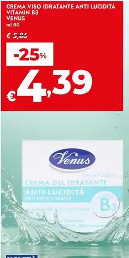 Bennet Crema viso idratante anti lucidità Vitamin B3 Venus offerta