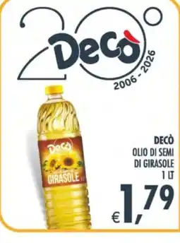 Deco Supermercati Decò Olio di semi di girasole offerta