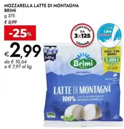 Bennet Mozzarella latte di montagna Brimi offerta