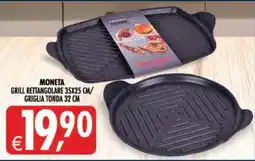 Deco Supermercati MONETA GRILL RETTANGOLARE 35X25 CM/GRIGLIA TONDA 32 CM offerta