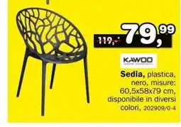 Dipo Arredamenti Sedia, plastica, nero, KAWOOD offerta