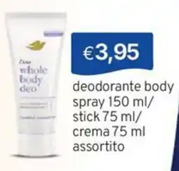 Sirene Blu Dove deodorante body spray/ stick/ crema offerta
