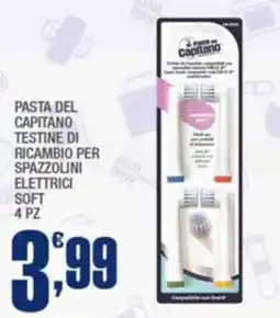 Splendidi e Splendenti Pasta del Capitano Testine di Ricambio per Spazzolini Elettrici Soft offerta