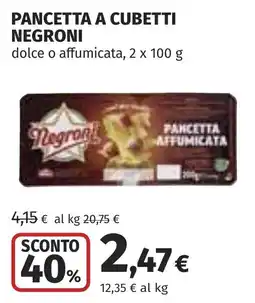 Coop Pancetta a cubetti Negroni offerta