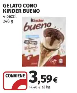 Coop Gelato cono Kinder Bueno offerta