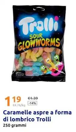 Action Caramelle aspre a forma di lombrico Trolli offerta