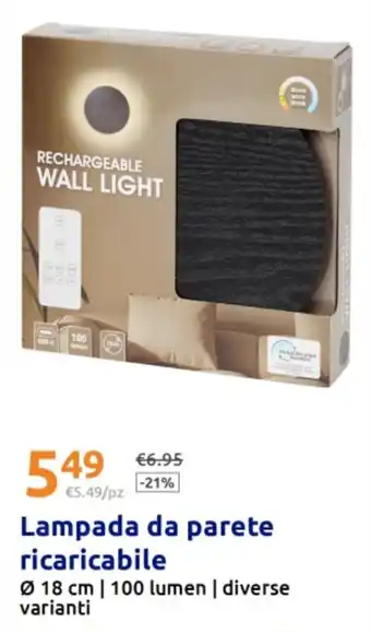 Lampada da parete ricaricabile