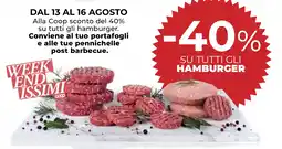 Coop Su tutti gli hamburger offerta