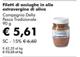 NaturaSì Filetti di acciughe in olio extravergine di oliva Compagnia Della Pesca Tradizionale offerta