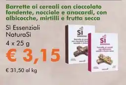 NaturaSì Barrette ai cereali con cioccolato fondente nocciole e anacardi Si Essenziali NaturaSi offerta
