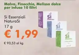 NaturaSì Malva, Finocchio, Melissa dolce per infuso 10 filtri offerta